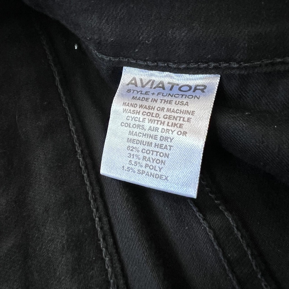 Aviator Stretch Straight Fit Jeans Mens 36 Black Dark Wash Denim Made USA - Picture 7 of 15